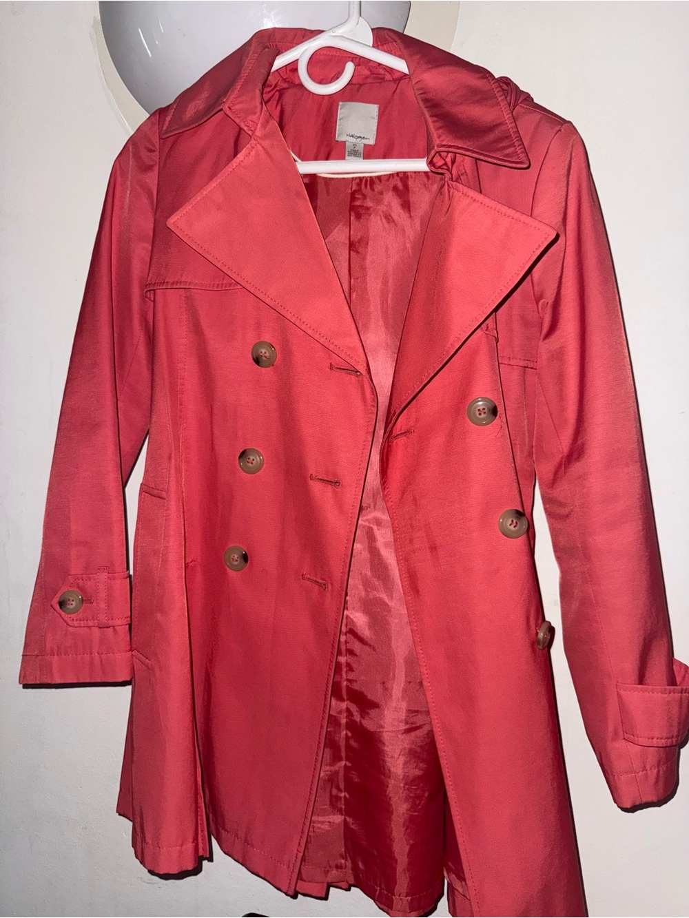 Halogen Coral Double-Breasted Trench Coat - Picture 16 of 16